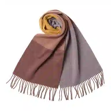 恒源祥 拼色柔软舒适时尚百搭保暖 山羊绒 绒线围巾 男女同款情侣款