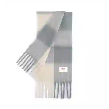 浪莎 柔软温柔大格保暖 聚酯纤维 绒线围巾 男女同款情侣款