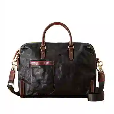 后步 不撞款设计复古百搭休闲商务日常通勤 头层牛皮 公文包 男款 黑色