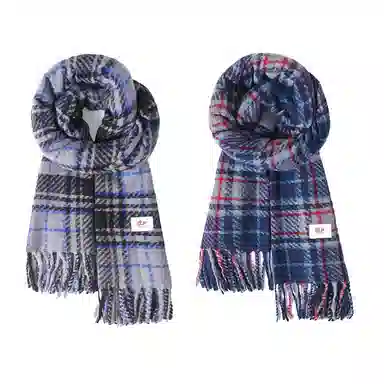 浪莎 软糯圈圈纱格子围脖文艺风韩版时尚百搭撞色保暖 聚酯纤维 绒线围巾 男女同款情侣款