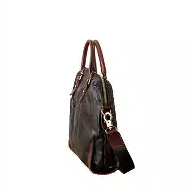 后步 不撞款设计复古百搭休闲商务日常通勤 头层牛皮 公文包 男款 黑色