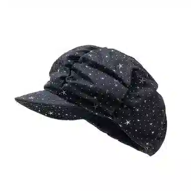 钓鱼熊 韩系做旧星星时尚薄款百搭大头围帽子 棉 贝雷帽 男女同款情侣款