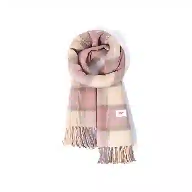 浪莎 小清新学院风格纹氛围感百搭保暖 礼盒装 聚酯纤维 绒线围巾 男女同款情侣款