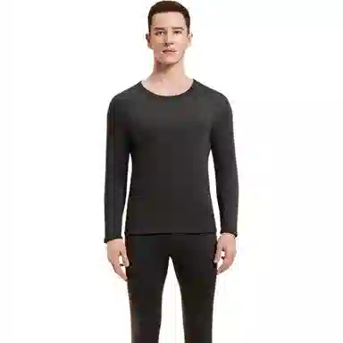 兰缪 寒冬加绒加厚羊毛蚕丝德绒发热锁温防寒秋衣秋裤抗菌抗静电舒适透气打底内衣保暖套装 男款