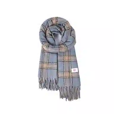 浪莎 韩系氛围感格子保暖百搭学院风配饰格纹 聚酯纤维 绒线围巾 男女同款情侣款