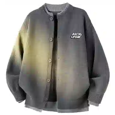 大卫贝肯 日系学院风基础款假两件纯色简约可拆卸胸针韩系慵懒感开衫无性别主义高级感长袖毛衣 男女同款