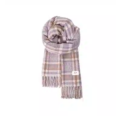 浪莎 超显白学院风格纹双面仿羊绒披肩秋冬季学生保暖流苏围脖 礼盒装 聚酯纤维 绒线围巾 男女同款情侣款