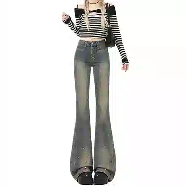 淑好百 修身显瘦水洗高腰牛仔裤 女款