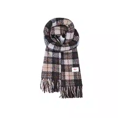 浪莎 复古小众显白插色格子围脖百搭保暖加厚仿羊绒披肩两用 礼盒装 聚酯纤维 绒线围巾 男女同款情侣款