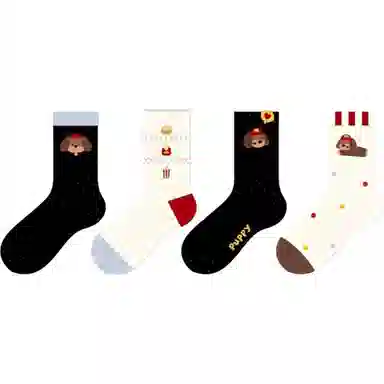 十三日季 条纹刺绣吸汗个性中筒袜 女款