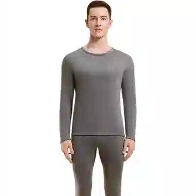 兰缪 寒冬加绒加厚羊毛蚕丝德绒发热锁温防寒秋衣秋裤抗菌抗静电舒适透气打底内衣保暖套装 男款