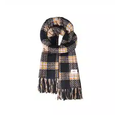 浪莎 韩系氛围感格子保暖百搭学院风配饰格纹 聚酯纤维 绒线围巾 男女同款情侣款