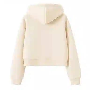 棉致 毛绒花简约休闲学院风舒适通勤百搭柔软短款宽松落肩挺括抗皱拉链开衫贴袋连帽卫衣 女款