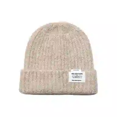 浪莎 日系简约纯色堆堆帽大头围针织显脸小户外休闲保暖护耳包头帽 聚酯纤维 绒线帽 男女同款情侣款