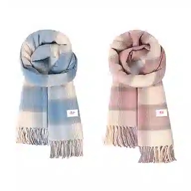 浪莎 小清新学院风格纹氛围感百搭保暖 礼盒装 聚酯纤维 绒线围巾 男女同款情侣款