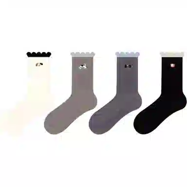 十三日季 条纹刺绣吸汗个性中筒袜 女款