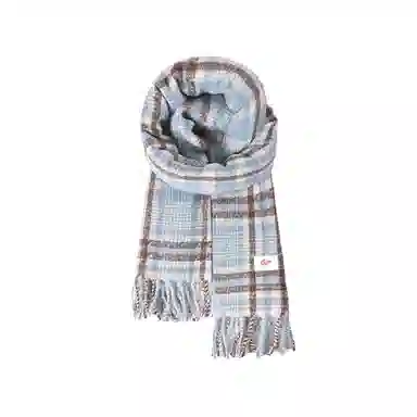 浪莎 超显白学院风格纹双面仿羊绒披肩秋冬季学生保暖流苏围脖 礼盒装 聚酯纤维 绒线围巾 男女同款情侣款