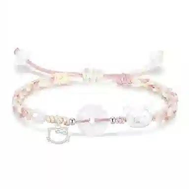 【999纯银|萌趣小猫】 京华录 灵动招财猫卡通招桃花小众高级感好运手饰约会惊喜甜蜜饰爱平安扣转运可调节 琉璃 玉石手绳 男女同款情侣款