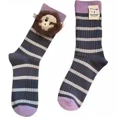 十三日季 饰品条纹中筒袜 男女同款