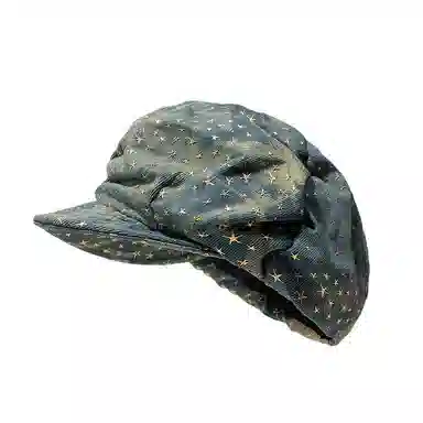 钓鱼熊 韩系做旧星星时尚薄款百搭大头围帽子 棉 贝雷帽 男女同款情侣款