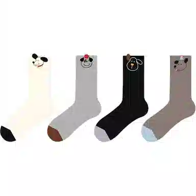 十三日季 条纹刺绣吸汗个性中筒袜 女款