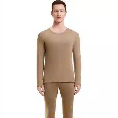 兰缪 寒冬加绒加厚羊毛蚕丝德绒发热锁温防寒秋衣秋裤抗菌抗静电舒适透气打底内衣保暖套装 男款