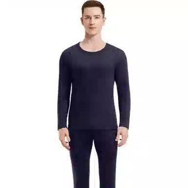 兰缪 寒冬加绒加厚羊毛蚕丝德绒发热锁温防寒秋衣秋裤抗菌抗静电舒适透气打底内衣保暖套装 男款