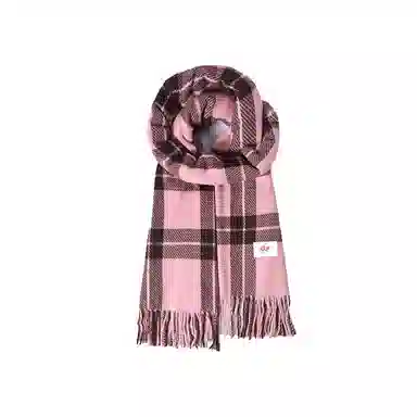 浪莎 格纹双面仿羊绒披肩高级感保暖流苏围脖 聚酯纤维 绒线围巾 男女同款情侣款