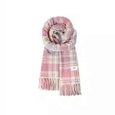 浪莎 复古小众显白插色格子围脖百搭保暖加厚仿羊绒披肩两用 礼盒装 聚酯纤维 绒线围巾 男女同款情侣款