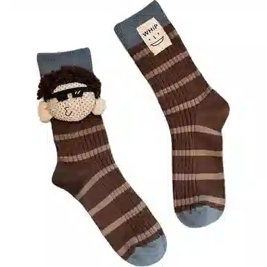 十三日季 饰品条纹中筒袜 男女同款