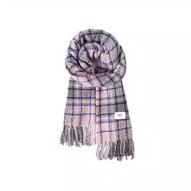 浪莎 软糯圈圈纱格子围脖文艺风韩版时尚百搭撞色保暖 聚酯纤维 绒线围巾 男女同款情侣款