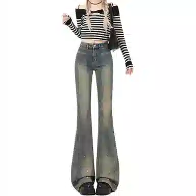 淑好百 修身显瘦水洗高腰牛仔裤 女款