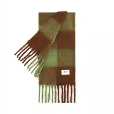 浪莎 柔软温柔大格保暖 聚酯纤维 绒线围巾 男女同款情侣款