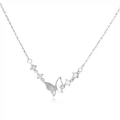 【S925银 招财福蝶】 七七银饰 梦幻蝴蝶 轻奢高级感 精致高颜值配饰 浪漫闪耀镶锁骨链 时尚小众潮流个性百搭  纯银 项链 女款