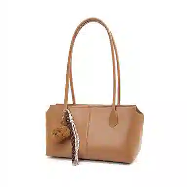 红蜻蜓 韩系简约风可爱泰迪挂饰点缀日常通勤慵懒风实用百搭款 牛皮 托特包单肩包 女款 棕色/黑色/咖啡色