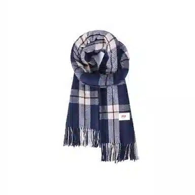 浪莎 格纹双面仿羊绒披肩高级感保暖流苏围脖 聚酯纤维 绒线围巾 男女同款情侣款