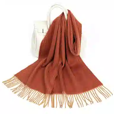 一米画纱 双面双色美拉德风高品质个性流苏外搭时尚加厚保暖轻奢舒适 山羊绒 绒线围巾 女款