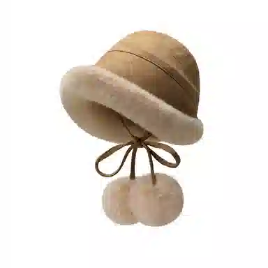 稻草人 秋冬甜美可爱百搭毛绒盆帽显脸小 加绒保暖防风 麂皮绒 渔夫帽 女款