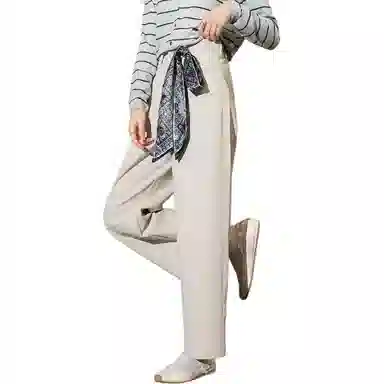 法文箱子 宽松纯色窄版休闲裤 女款