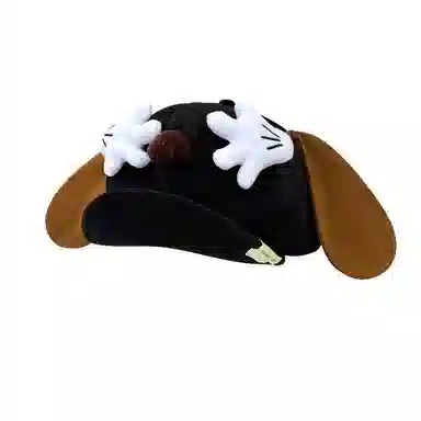 钓鱼熊 可爱卡通小狗耳朵显脸小百搭云朵大头围 聚酯纤维 贝雷帽 男女同款情侣款