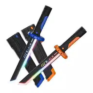 欧洛伊 创意炫酷黑科技火花喷雾光剑匕首 双剑合璧 七彩流光刀 发光玩具