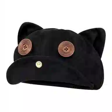 木林森 日系可爱纽扣猫耳朵女秋冬文艺美拉德氛围感大头围显脸小 麂皮绒 贝雷帽 男女同款情侣款