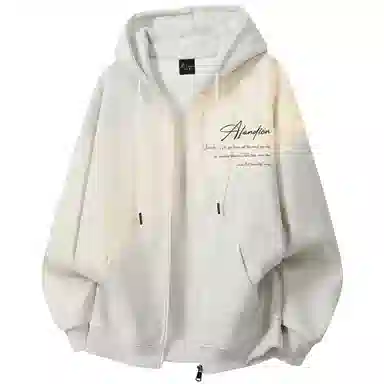 阿凡迪 【华棉重磅】美式高街简约品牌签名字母高级感纯色基础校园风学生街头百搭休闲通勤无性别主义潮流开衫拉链外套连帽卫衣 男女同款