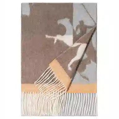 一米画纱 优雅保暖高级气质提花粗纺工艺加厚保暖高端轻奢优雅流苏 山羊绒 绒线围巾 女款