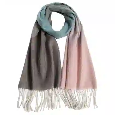 一米画纱 高级感小众气质流苏渐变时尚加厚保暖外搭防寒粗纺工艺 山羊绒 绒线围巾 女款