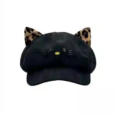 钓鱼熊 可爱猫咪耳朵保暖百搭显脸小 聚酯纤维 贝雷帽 男女同款情侣款