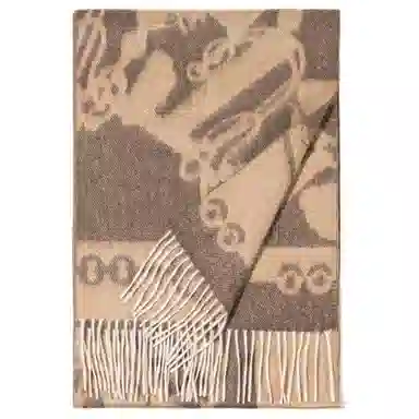 一米画纱 优雅保暖高级气质提花粗纺工艺加厚保暖高端轻奢优雅流苏 山羊绒 绒线围巾 女款