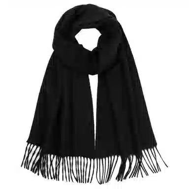 一米画纱 大气流苏加厚温暖时尚简约纯色暖糯亲肤围脖外搭保暖 山羊绒 绒线围巾 男女同款情侣款