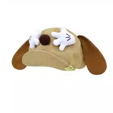 钓鱼熊 可爱卡通小狗耳朵显脸小百搭云朵大头围 聚酯纤维 贝雷帽 男女同款情侣款