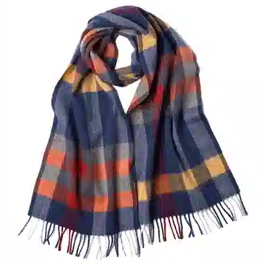 红豆 时尚格子保暖柔软舒适百搭 羊毛 绒线围巾 男女同款情侣款